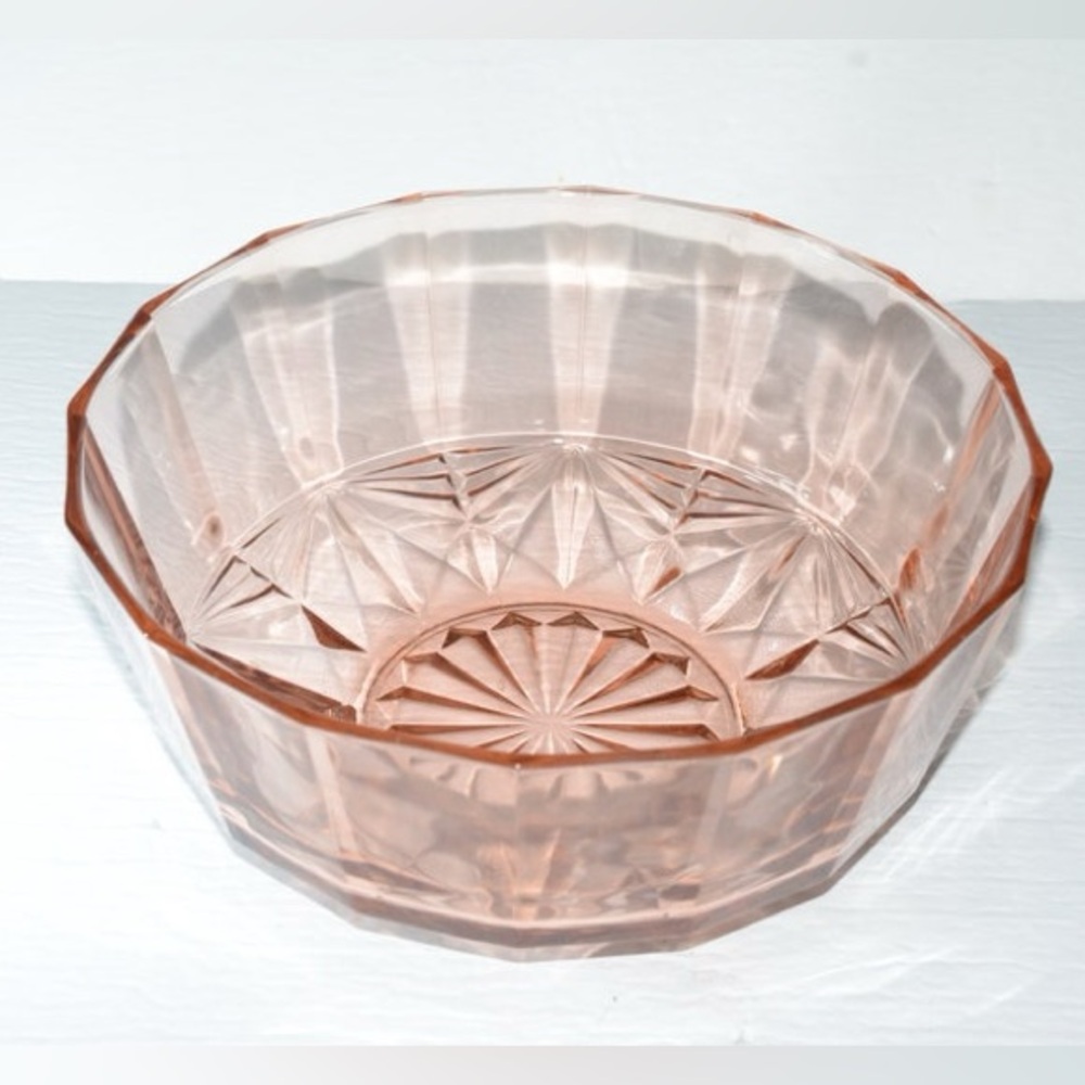 Vintage Elegant KiG Indonesia heavy Pink Glass Bowl